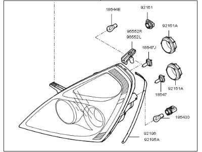 Kia 921014D080 Driver Side Headlight Assembly