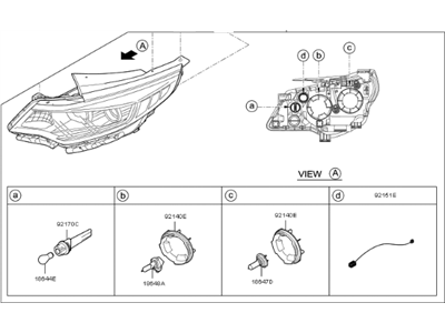 Kia 92102A8300 Passenger Side Headlight Assembly