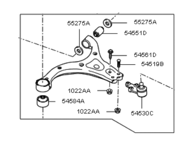 Kia 545014D100 Arm Complete-Front Lower