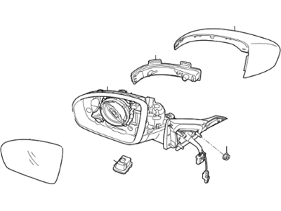 Kia 87610F6161 Outside Rear View Mirror Assembly, Left