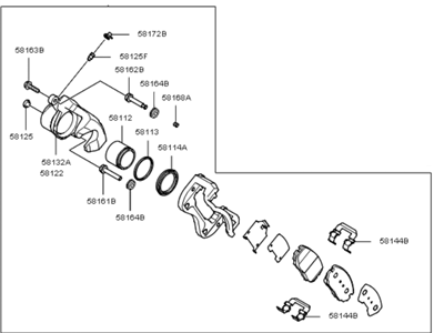 Kia 581302G100 Front Brake Assembly, Right