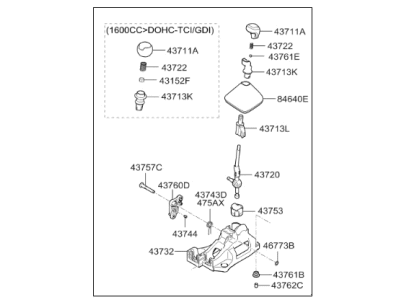 Kia 43700A7100D3A Lever Complete-Gear