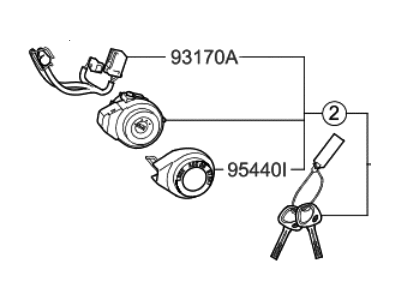 Kia 81900D9G00 Key Sub Set-Steering