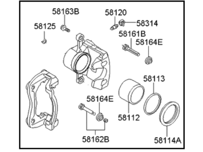 Kia 58190A7A00 Front Brake Caliper Kit, Right