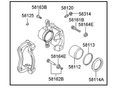 Kia 58180A7A00 Front Brake Caliper Kit, Left