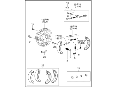 Kia 5836038011 Rear Wheel Brake Assembly, Right