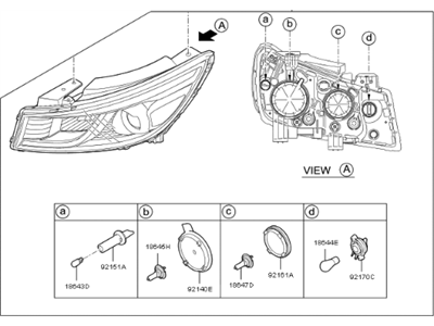 Kia 92102A9440 Passenger Side Headlight Assembly