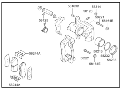 Kia 58210B2000 Rear Wheel Brake Assembly, Left