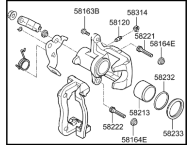 Kia 58311A5B30 Rear Brake Caliper Kit, Right