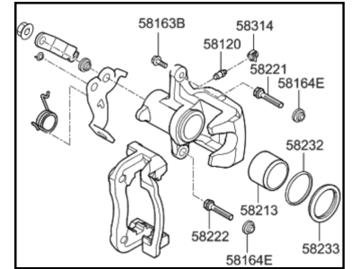 Kia 58310A5B30 Rear Brake Caliper Kit, Left