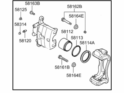 Kia 58180D4A10 Front Brake Caliper Kit
