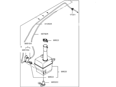 Kia 986102F500 Washer Reservoir & Pump Assembly