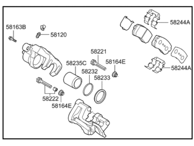 Kia 582302S100 Rear Wheel Brake Assembly, Right