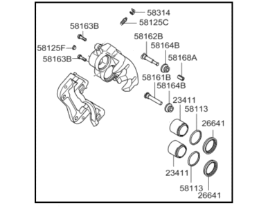 Kia 581804DA00 Front Brake Caliper Kit, Left