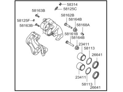 Kia 581904DA00 Front Brake Caliper Kit, Right