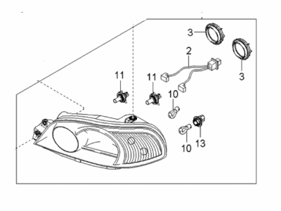 Kia 0K52Y51030 Passenger Side Headlight