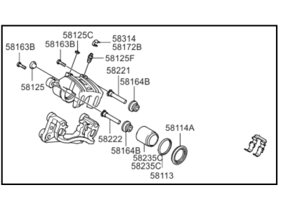 Kia 583114DA00 Rear Brake Caliper Kit, Right