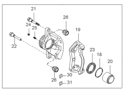 Kia 0K04549990 Front Caliper, Left(Without Pad)