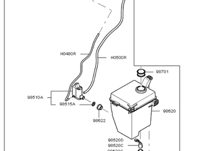 Kia 986101G001 Washer Reservoir & Pump Assembly
