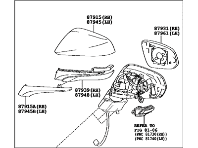 Lexus 87910-78012-A0 Mirror Assembly, Outer R