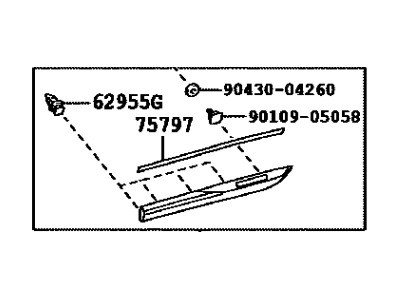 Lexus 75075-75020-A0 Moulding Sub-Assy, Rear Door, Outside RH