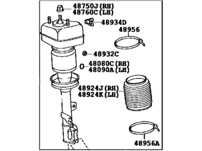 Lexus 48090-48030 Cylinder Assy, Pneumatic, Rear LH W/Shock Absorber