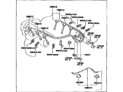 Toyota 90919-21519 Cord Set, Coil & Spark, W/Resistive