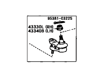 Lexus 43330-29405 Front Lower Ball Joint Assembly, Right