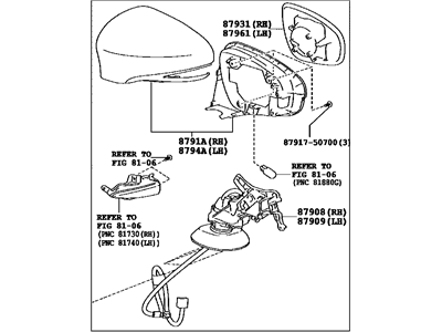 Lexus 87940-53700-A1 Mirror Assembly, Outer Rear