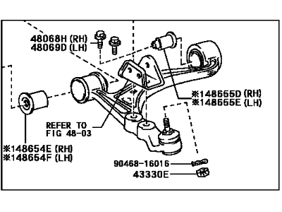 Lexus 48069-29215 Front Suspension Lower Control Arm Sub-Assembly, No.1 Left