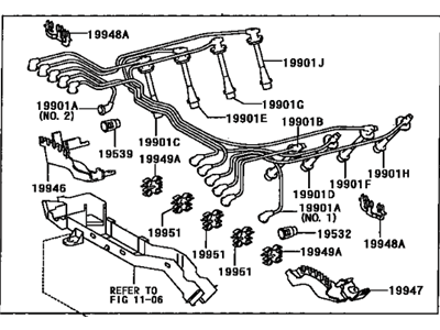 Toyota 90919-21521 Cord Set, Coil & Spark, W/Resistive