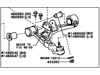 Lexus 48068-29165 Front Suspension Lower Control Arm Sub-Assembly, No.1 Right