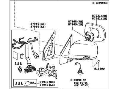 Lexus 87940-60K20-A0 Mirror Assembly, Outer Rear