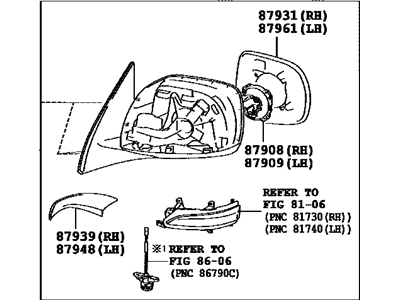 Lexus 87910-60Y60 Mirror Assembly, Outer R