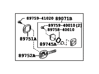 Lexus 89070-4D131 Door Control Transmitter Assembly (Cut Key)