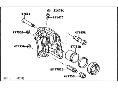 Lexus 47830-22220 Rear Passenger Disc Brake Cylinder Assembly