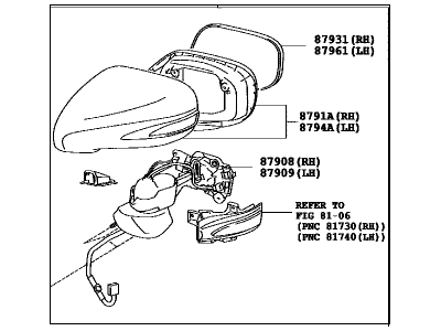 Lexus 87940-53400-A0 Mirror Assy, Outer Rear View, LH