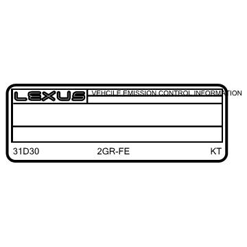 Lexus 11298-31280 Label, Emission Control