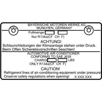 BMW 64-50-2-755-521 Label, Coolant