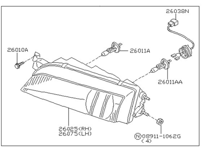 Nissan 26010-81F25 Passenger Side Headlamp Assembly