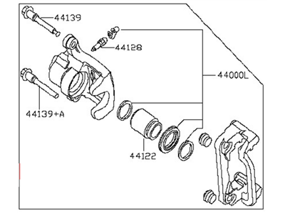 Nissan 44001-JA01B CALIPER Assembly-Rear RH, W/O Pads Or SHIMS