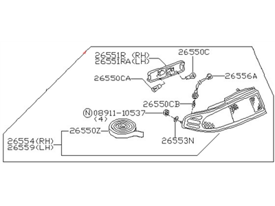 Nissan 26555-70F25 Lamp Assembly-Rear Combination, LH