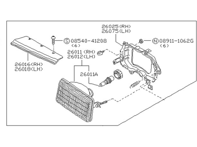 Nissan 26010-40A10 Passenger Side Headlight Assembly