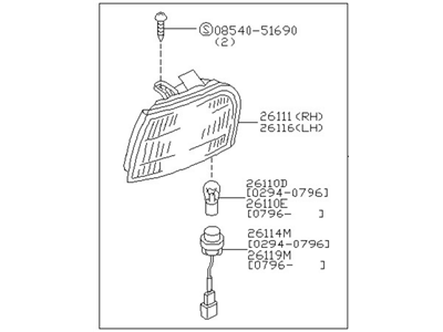 Nissan 26110-40U25 Lamp Assembly-Side Combination, RH