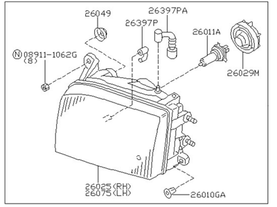 Nissan 26010-0W026 Passenger Side Headlight Assembly