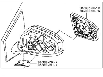 Nissan 96302-1AA0A Mirror Assembly-Door, LH