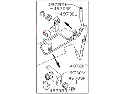 Nissan 49721-53F23 Hose & Tube Assy-Return, Power Steering