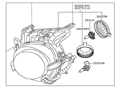 Nissan 26010-1KM0A Passenger Side Headlight Assembly