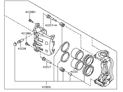 Nissan 41011-1AA0A CALIPER Assembly-Front LH, W/O Pads Or SHIMS