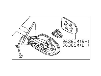 Nissan 96302-4RA0D Mirror Assembly-Outside LH